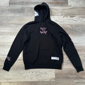 Cheap Monday Black Hoodie XS Graphic Print Slogan Punk Sweatshirt Gothcore